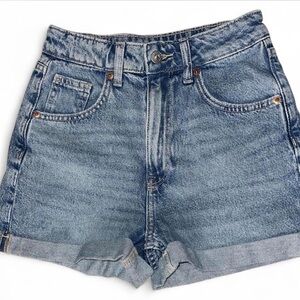 H&M High Waisted Denim Cuffed Shorts 0